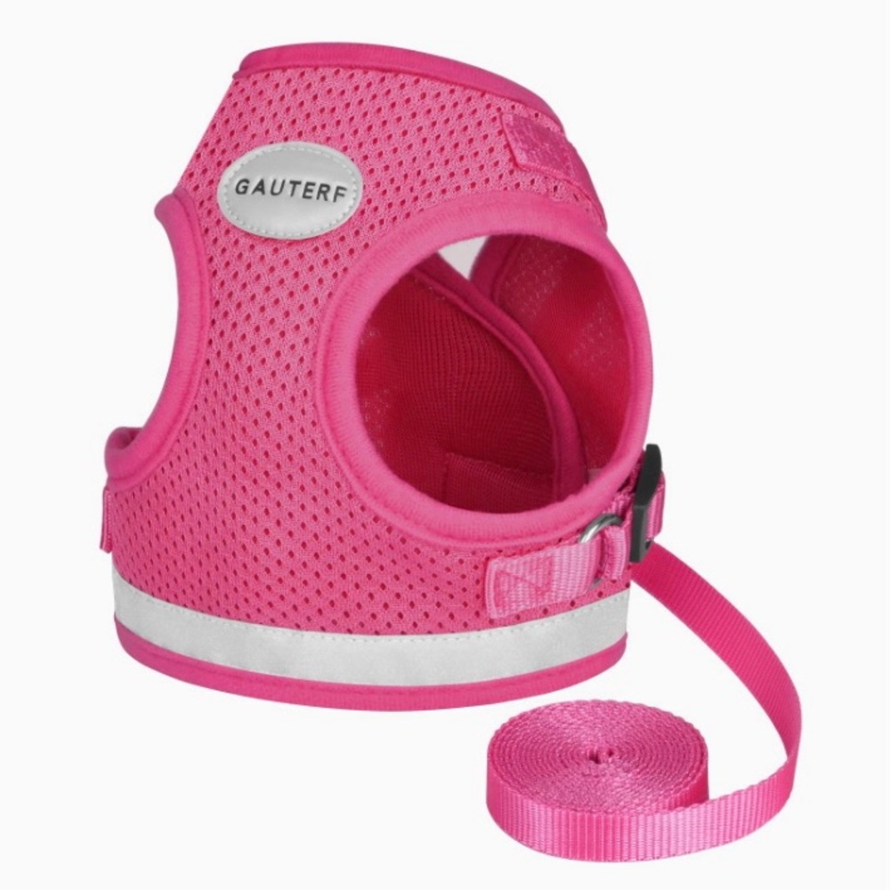 Cat/Puppy Harness w/ Leash Set, Escape Proof, Adjustable Reflective Soft Mesh